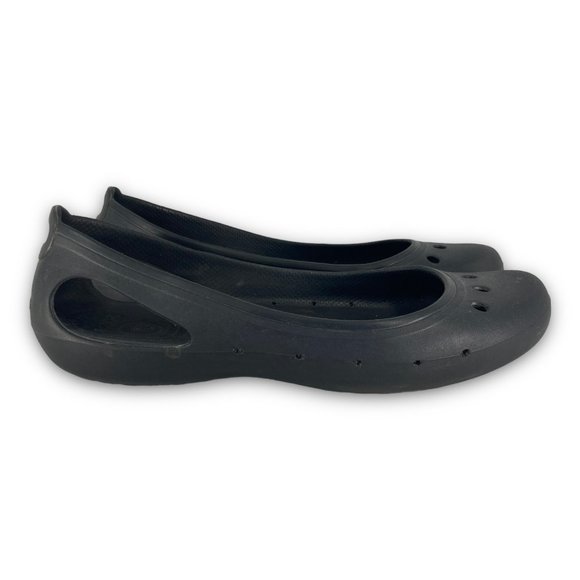 Crocs Kadee Iconic Comfort Ballet Flats Slip On Croslite Black Women 9 - Picture 1 of 10